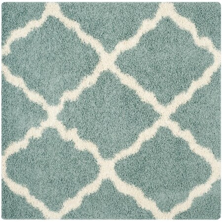 Safavieh 10 x 10 ft. SGD-Dallas Shag Power Loomed Square Area Rug; Seafoam & Ivory SGD257C-10SQ